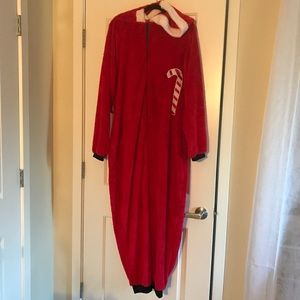 Red Santa fleece onesie